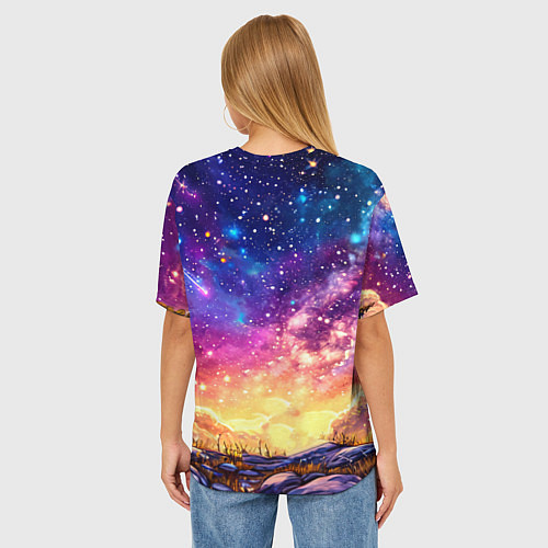 Женская футболка оверсайз Лось и звездное небо / 3D-принт – фото 4