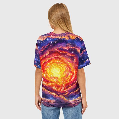 Женская футболка оверсайз Медвежонок смотрит в космос / 3D-принт – фото 4