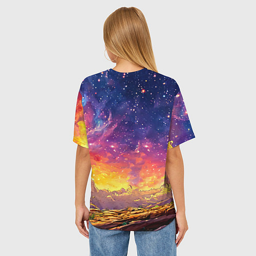 Женская футболка оверсайз Газель в звездную ночь / 3D-принт – фото 4