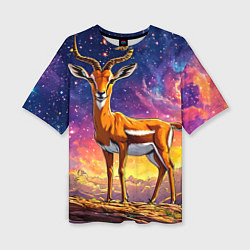 Футболка оверсайз женская Газель в звездную ночь, цвет: 3D-принт
