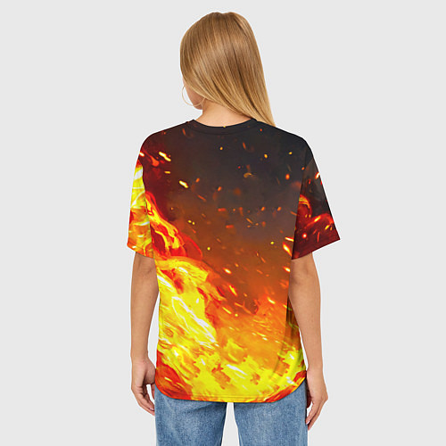 Женская футболка оверсайз Газель в огне / 3D-принт – фото 4