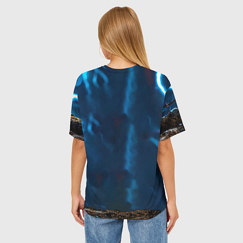 Женская футболка оверсайз Лемур и удар молнии / 3D-принт – фото 4
