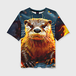 Футболка оверсайз женская Выдра в огне, цвет: 3D-принт