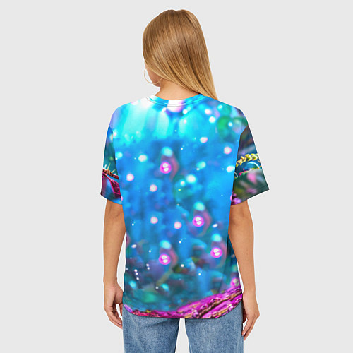 Женская футболка оверсайз Лемур в сказочном лесу / 3D-принт – фото 4