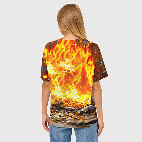 Женская футболка оверсайз Броненосец в огне / 3D-принт – фото 4
