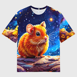 Футболка оверсайз женская Хомяк и космическое небо, цвет: 3D-принт