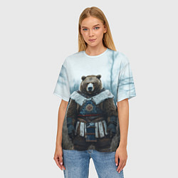 Футболка оверсайз женская Воин русский медведь, цвет: 3D-принт — фото 2
