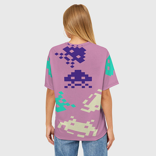 Женская футболка оверсайз Пиксели фильтр / 3D-принт – фото 4