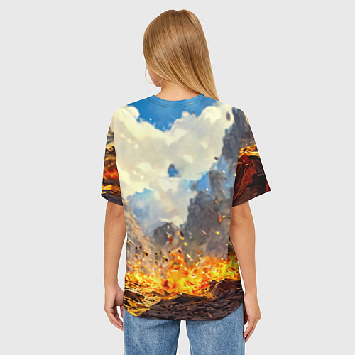 Женская футболка оверсайз Козел в огне / 3D-принт – фото 4