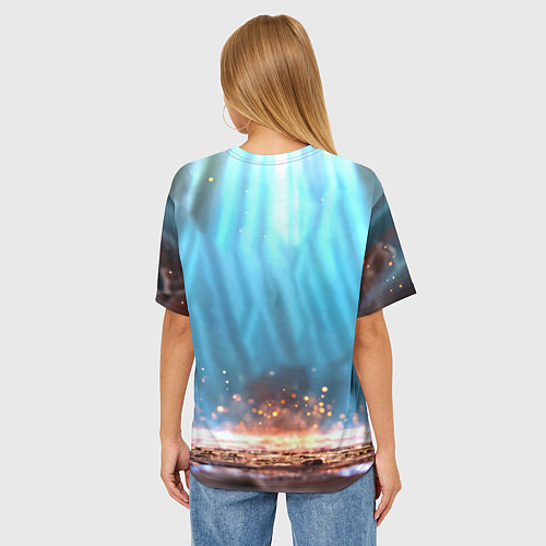 Женская футболка оверсайз Носорог в лучах / 3D-принт – фото 4