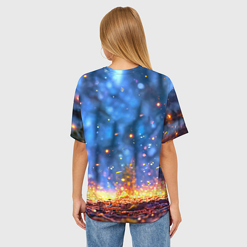 Женская футболка оверсайз Лосенок в лесу / 3D-принт – фото 4