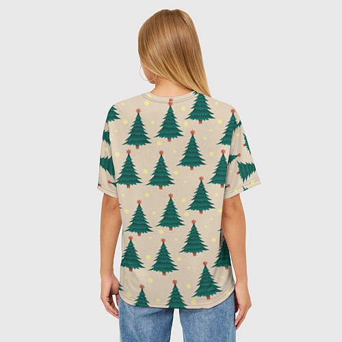 Женская футболка оверсайз Новогодняя ель / 3D-принт – фото 4