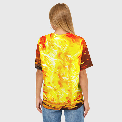 Женская футболка оверсайз Ослик в огне / 3D-принт – фото 4