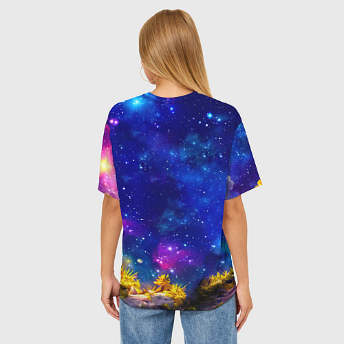 Женская футболка оверсайз Лемур и звездная ночь / 3D-принт – фото 4