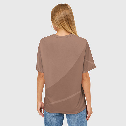 Женская футболка оверсайз Мокко Мусс однотонный с полосой / 3D-принт – фото 4