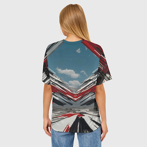 Женская футболка оверсайз Русский медведь абстрактный фон / 3D-принт – фото 4