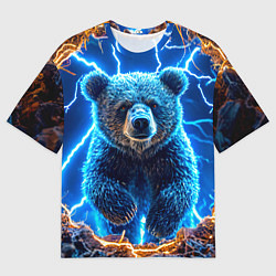 Футболка оверсайз женская Медведь и молния, цвет: 3D-принт
