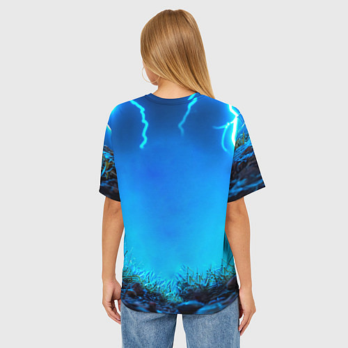 Женская футболка оверсайз Овечка в разрядах молнии / 3D-принт – фото 4