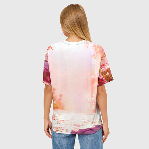 Женская футболка оверсайз Альпака в розовом / 3D-принт – фото 4