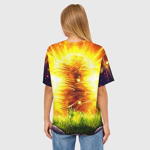 Женская футболка оверсайз Овечка в ярких лучах / 3D-принт – фото 4