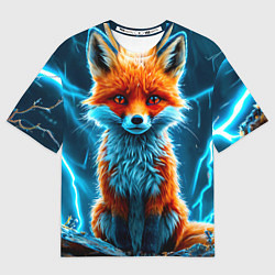Футболка оверсайз женская Лиса и молния, цвет: 3D-принт