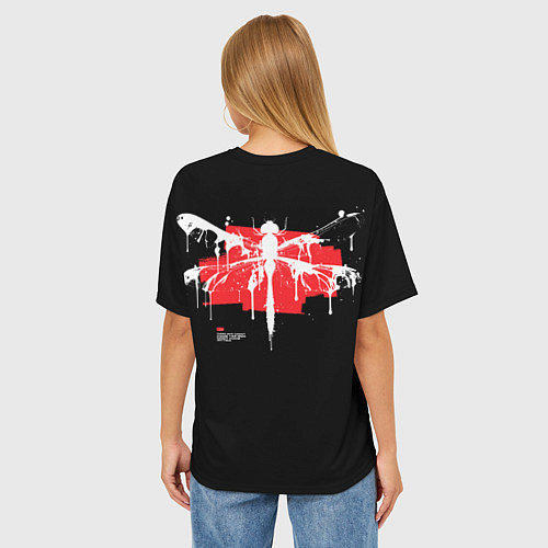 Женская футболка оверсайз Punk dragonfly with paint strokes / 3D-принт – фото 4