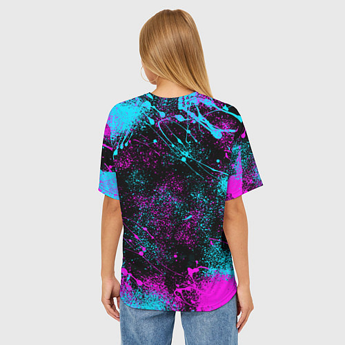 Женская футболка оверсайз Assassins creed shadows - neon color / 3D-принт – фото 4