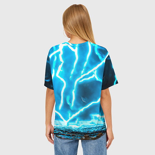 Женская футболка оверсайз Черный ворон в разрядах молнии / 3D-принт – фото 4
