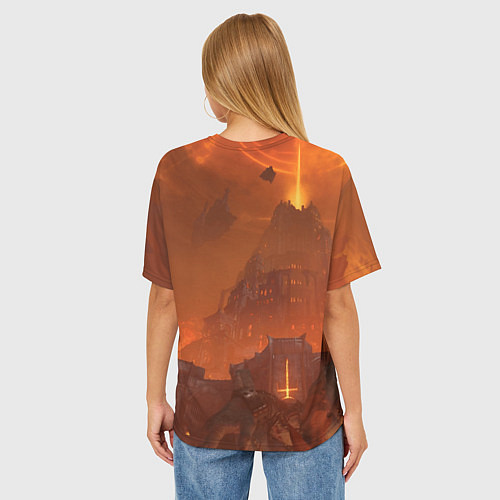 Женская футболка оверсайз Палач рока и башня Doom / 3D-принт – фото 4