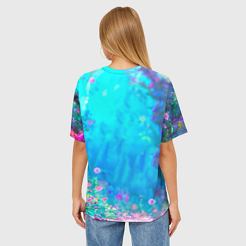Женская футболка оверсайз Яркий павлин / 3D-принт – фото 4