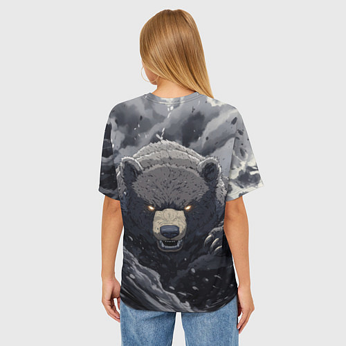 Женская футболка оверсайз Защитник славянских земель - медведь / 3D-принт – фото 4