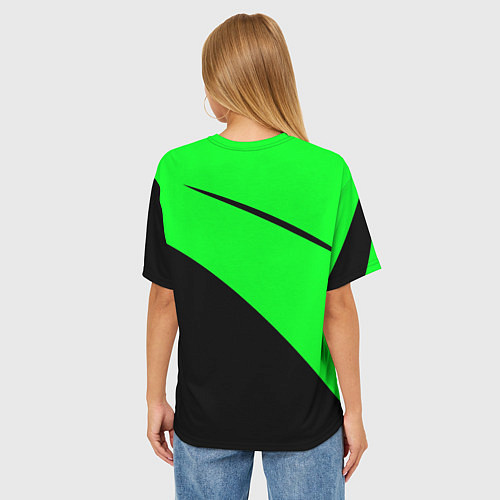 Женская футболка оверсайз Football чёрно-зелёный / 3D-принт – фото 4
