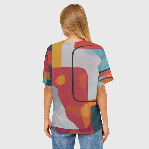 Женская футболка оверсайз Абстракция с прямоугольниками / 3D-принт – фото 4