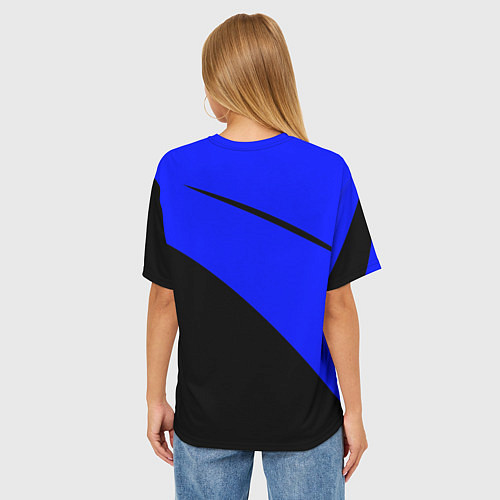 Женская футболка оверсайз Sport сине-чёрный / 3D-принт – фото 4