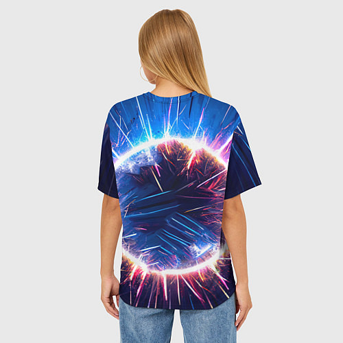 Женская футболка оверсайз Даллас Маверикс логотип в искрах / 3D-принт – фото 4