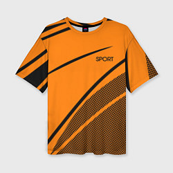 Футболка оверсайз женская Sport оранжевый с чёрным точечный, цвет: 3D-принт