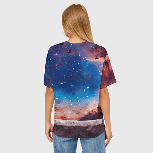 Женская футболка оверсайз Мальтипу в космосе / 3D-принт – фото 4