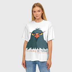 Футболка оверсайз женская Злой голубь, цвет: 3D-принт — фото 2