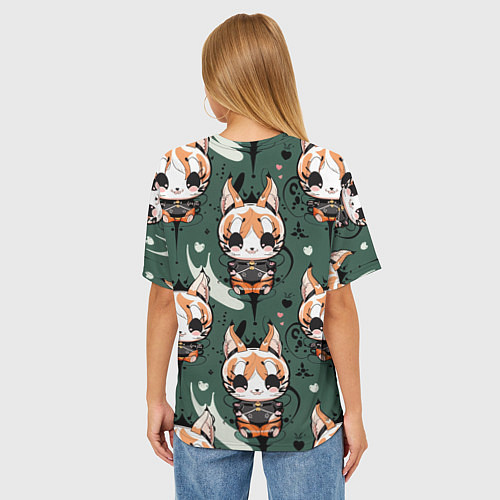Женская футболка оверсайз Анимешный лис фенек / 3D-принт – фото 4