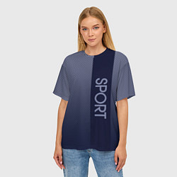 Футболка оверсайз женская Sport тёмно-синий вертикальная полоса, цвет: 3D-принт — фото 2