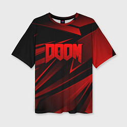Футболка оверсайз женская Doom - красная абстракция, цвет: 3D-принт