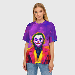 Футболка оверсайз женская Джокер в розово-желтом пиджаке, цвет: 3D-принт — фото 2