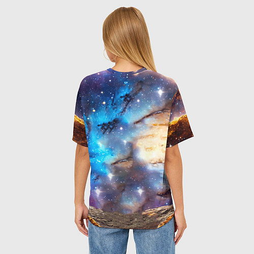 Женская футболка оверсайз Такса в космосе / 3D-принт – фото 4
