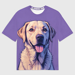 Футболка оверсайз женская Лабрадор на фиолетовом фоне, цвет: 3D-принт