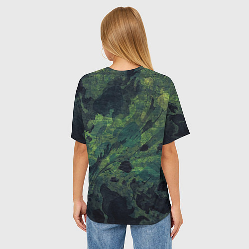 Женская футболка оверсайз Абстракция - green camouflage background / 3D-принт – фото 4