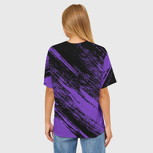 Женская футболка оверсайз The color is purple and black / 3D-принт – фото 4
