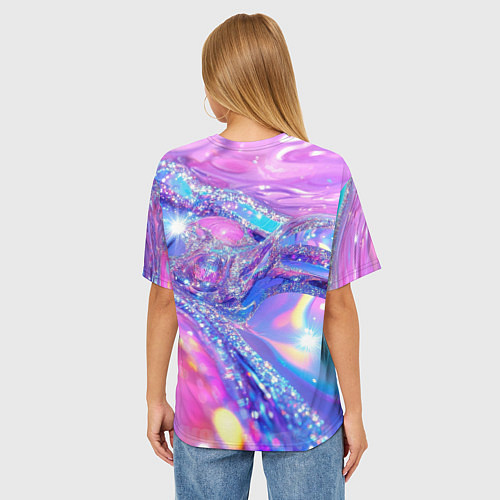 Женская футболка оверсайз Розовые блестки / 3D-принт – фото 4