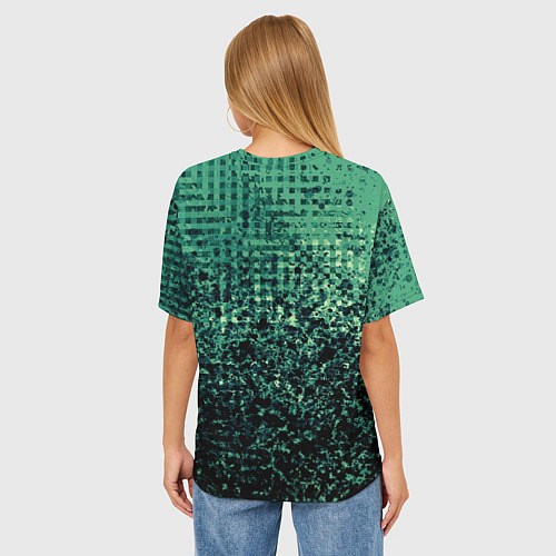Женская футболка оверсайз Чёрно-зелёный абстракция с пятнами / 3D-принт – фото 4