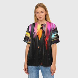Футболка оверсайз женская Разноцветная рельефная краска текстура, цвет: 3D-принт — фото 2