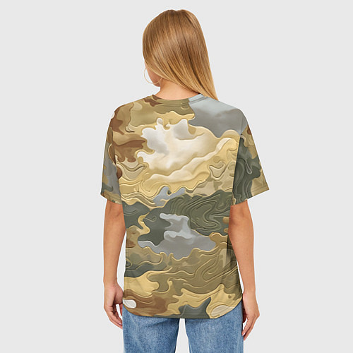 Женская футболка оверсайз Золотистый камуфляж / 3D-принт – фото 4